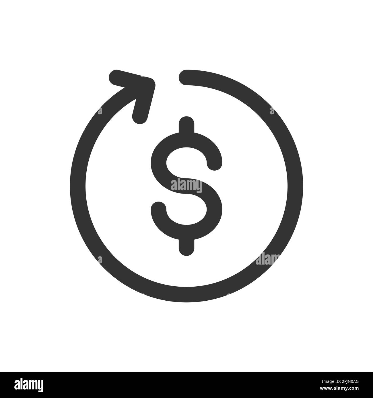 Cambio valuta dollaro, elaborazione, icona riga. Elaborazione finanziaria o icona della banca. Illustrazione vettoriale Illustrazione Vettoriale