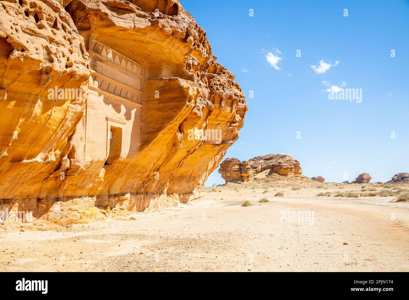 Tombe Jabal al ahmar scolpite in pietra, al Ula, Arabia Saudita Foto Stock
