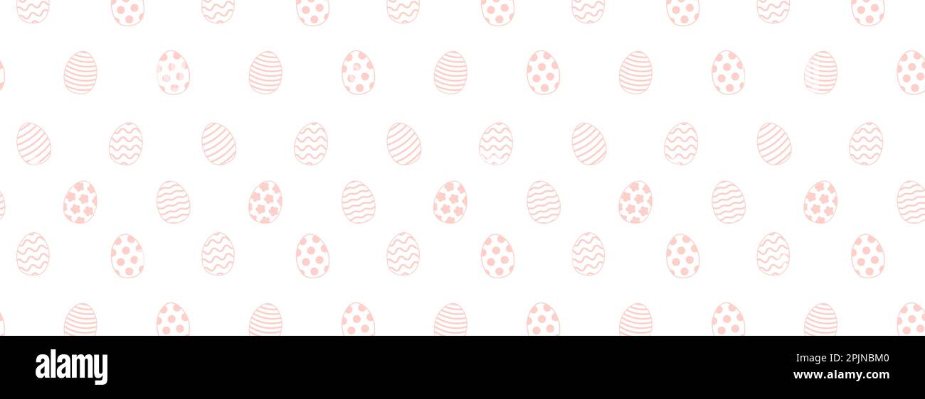 Modello pasquale senza giunture. Uova con motivi come strisce, palline di polka, fiori. Motivo pasquale rosa o sfondo. Illustrazione vettoriale Illustrazione Vettoriale