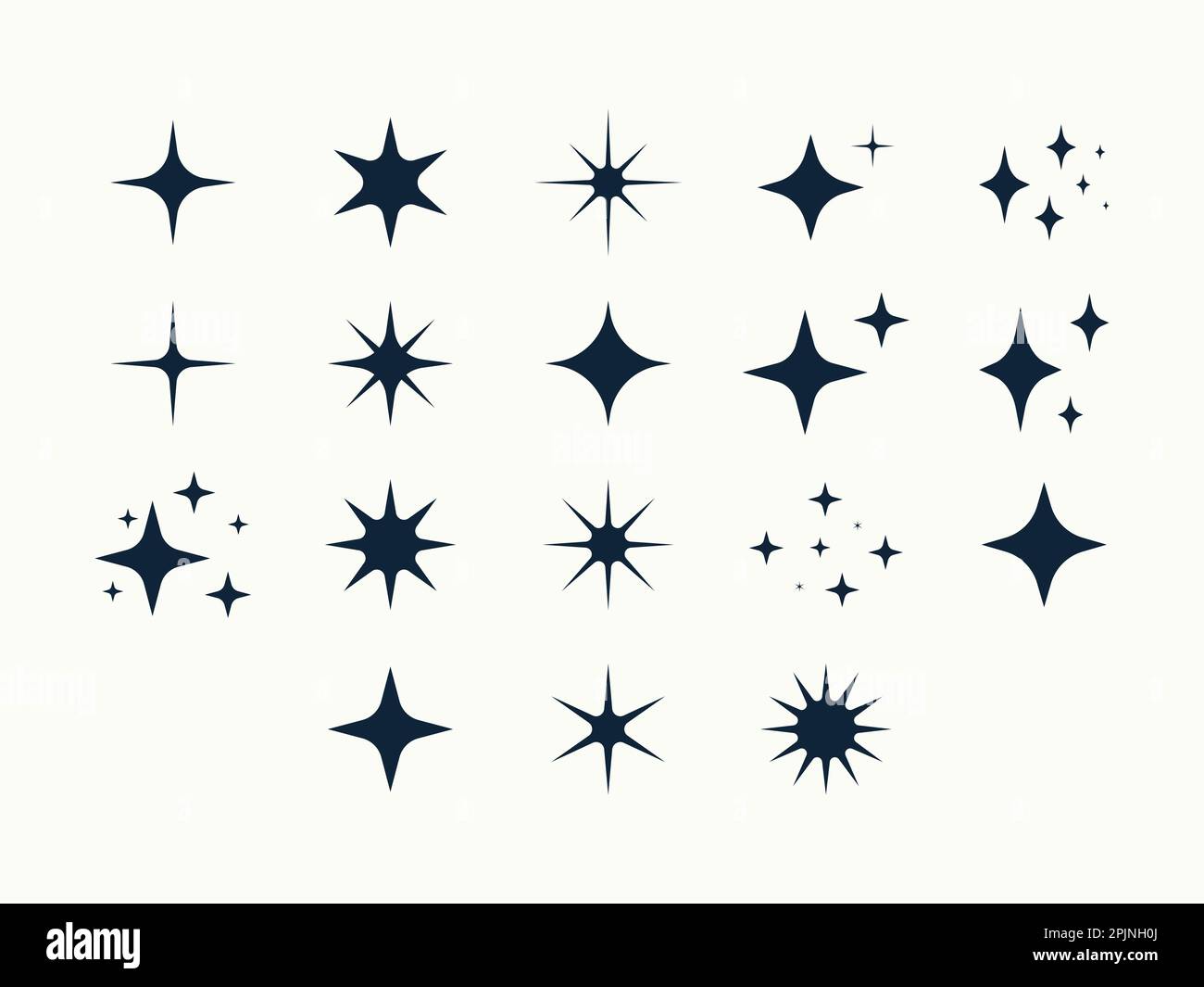 Fascio di simboli scintillante. Forme a stella. Lustro insegne e clip art. Illustrazione vettoriale Illustrazione Vettoriale