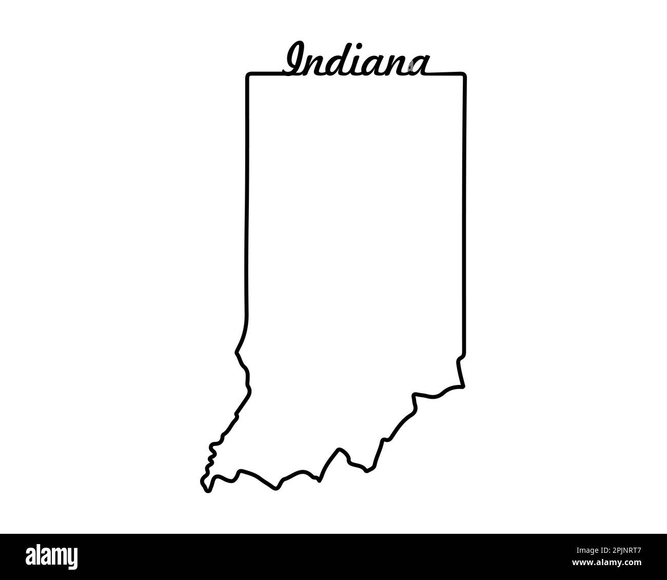 Mappa dello stato dell'Indiana. Mappa dello stato DEGLI STATI UNITI. Simbolo del contorno dell'Indiana. Tipografia retrò. Illustrazione vettoriale Illustrazione Vettoriale