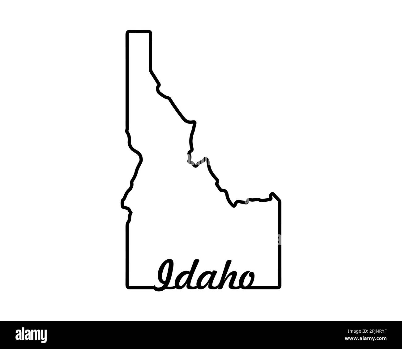 Mappa dello stato dell'Idaho. Mappa dello stato DEGLI STATI UNITI. Simbolo della silhouette dell'Idaho. Testo retrò. Illustrazione vettoriale Illustrazione Vettoriale
