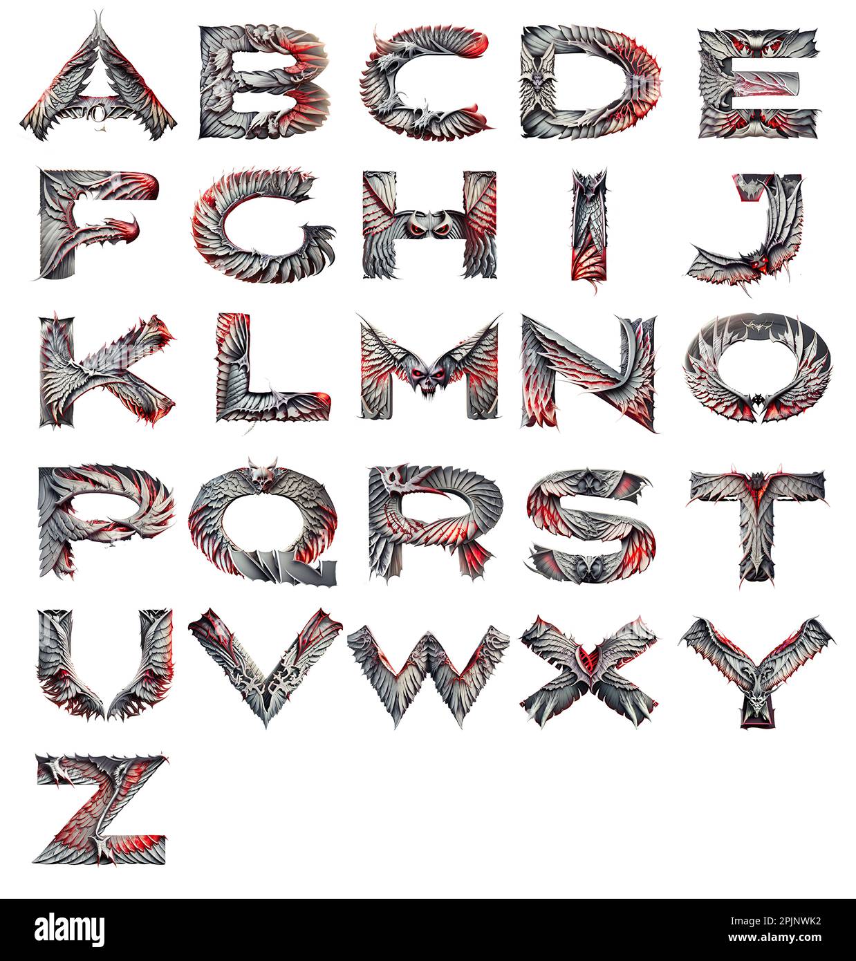 Font Vampire Raster isolati su sfondo bianco/trasparente (PNG disponibile) Foto Stock