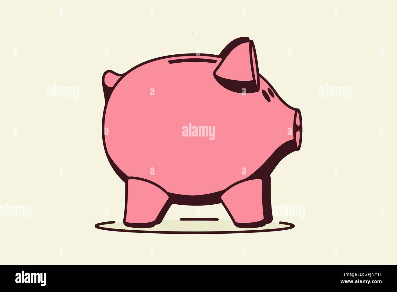 Rosa piggy bank. Contorno del simbolo della banca del piggy. Risparmio di denaro, pianificazione del budget, deposito bancario, investimento, pianificazione finanziaria concetto. Maiale rosa. Vettore piatto Illustrazione Vettoriale