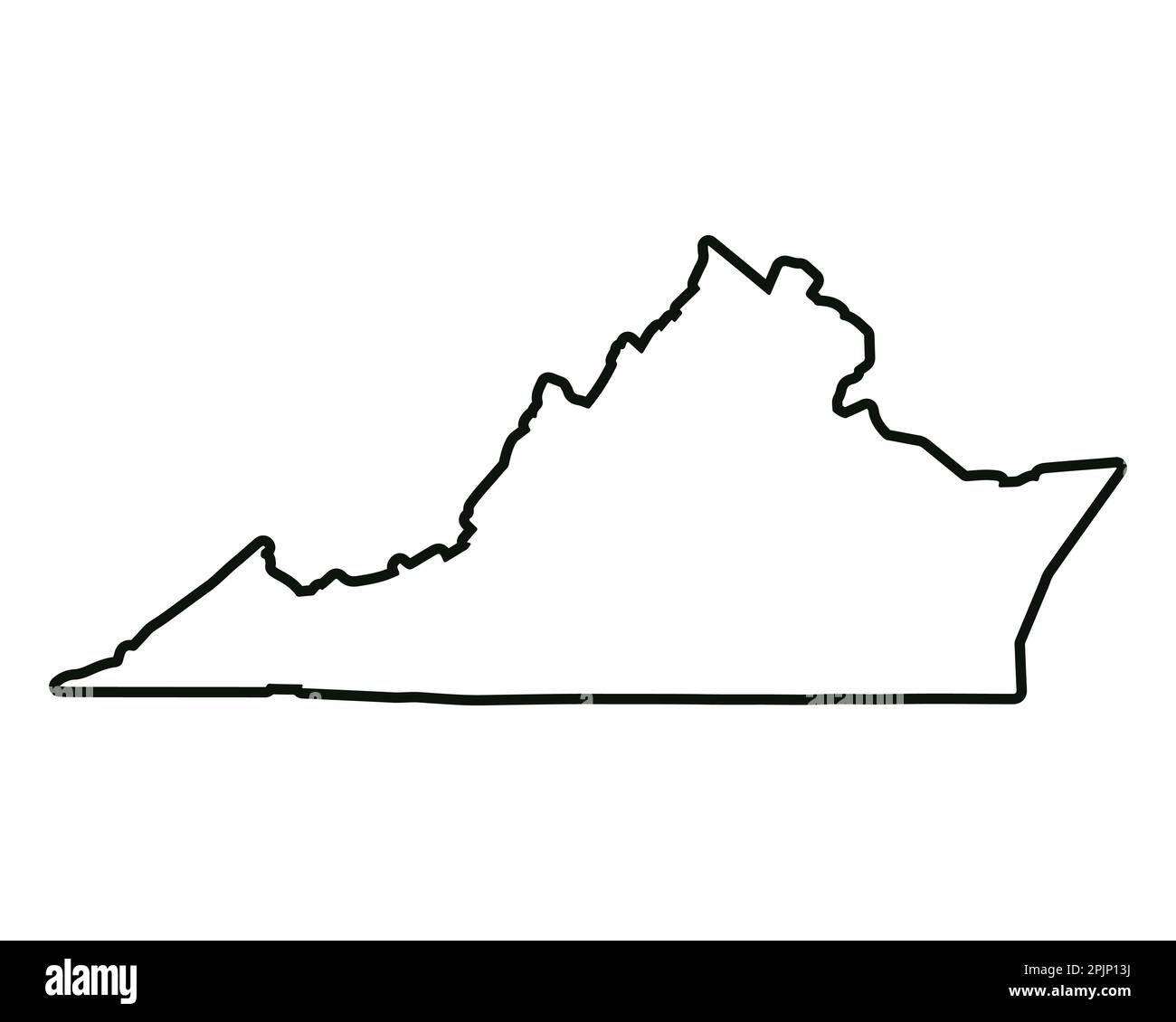 Mappa dello stato della Virginia. Mappa dello stato DEGLI STATI UNITI. Simbolo del contorno della Virginia. Illustrazione vettoriale Illustrazione Vettoriale