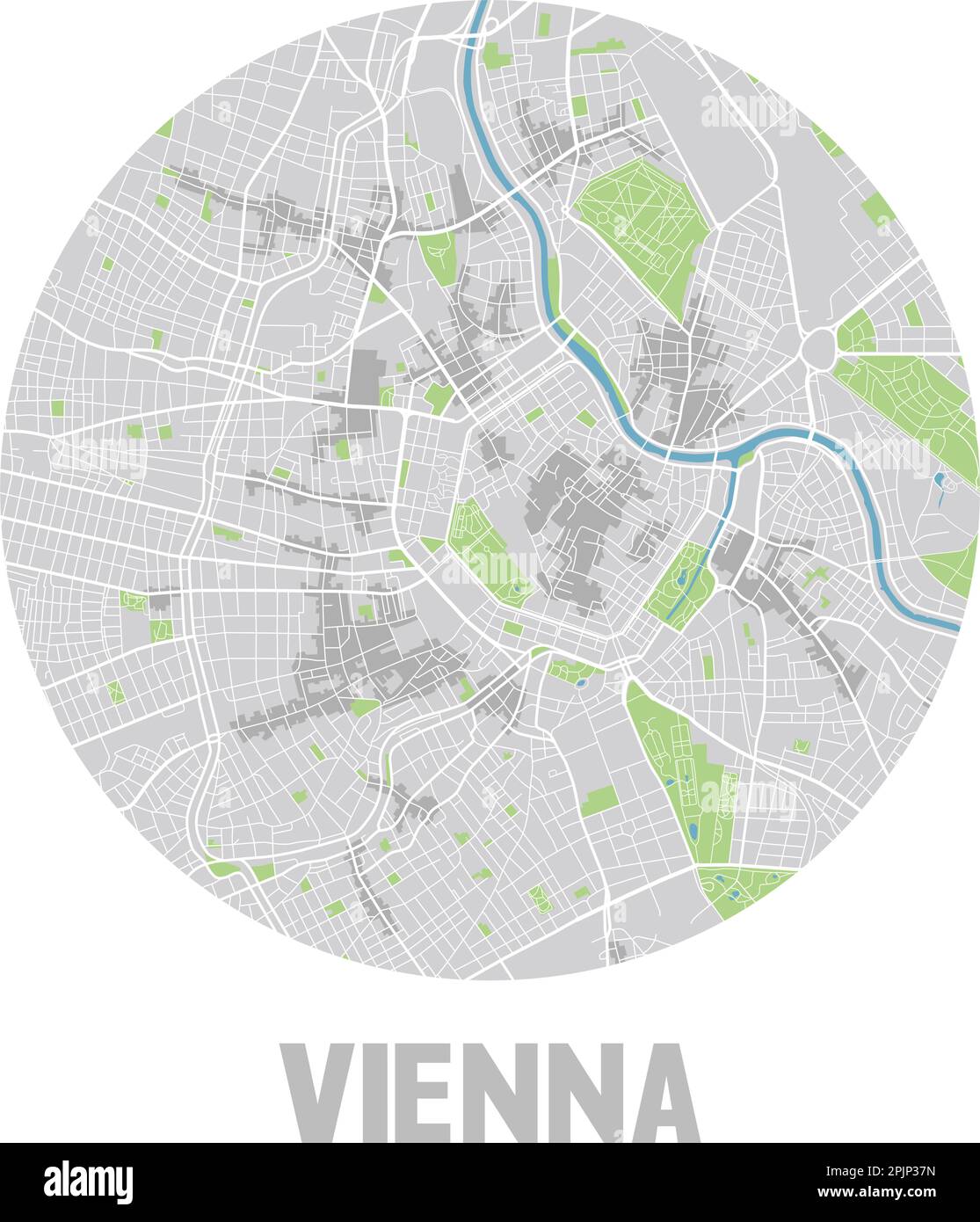 Icona minimalistica della mappa della città di Vienna. Illustrazione Vettoriale