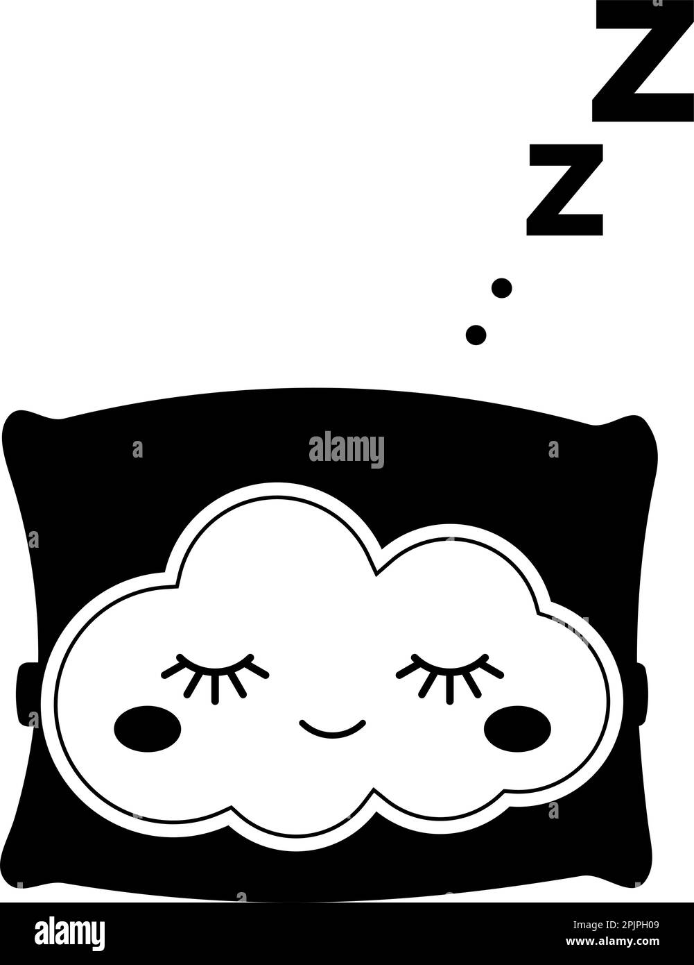 ZZZ sonno snore e carino kawaii cuscino icona vettore. Illustrazione Vettoriale