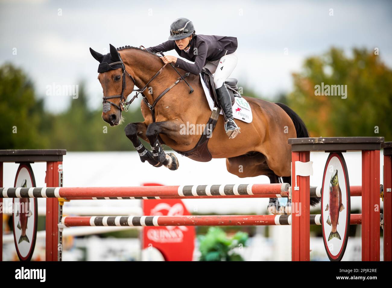 Bliss Heers of the United States compete nel corso di un evento Major League Show Jumping nel 2021. Foto Stock