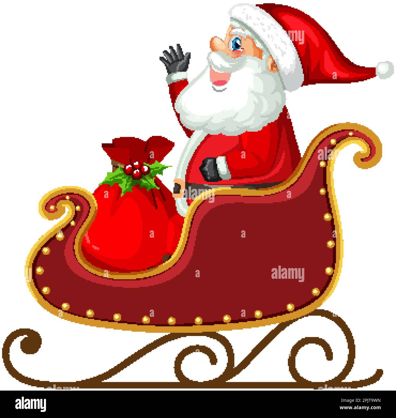 Babbo Natale con presente sulla slitta illustrazione Illustrazione Vettoriale