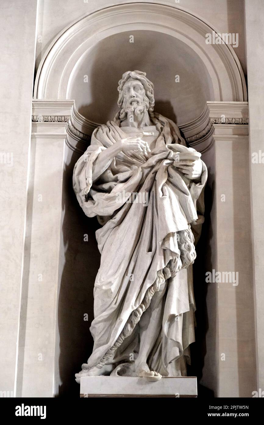 Statua di San Giovanni Battista nella Basilica di Santa Maria degli Angeli dei Martiri a Roma Foto Stock