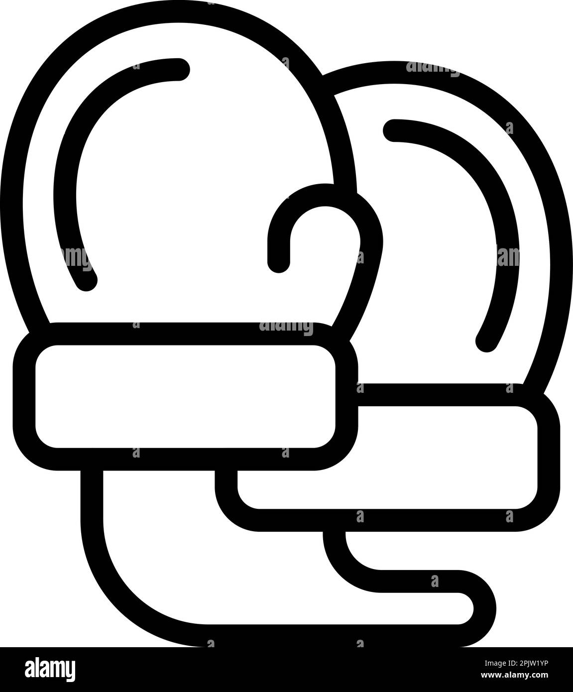 Icona dei guanti da boxe vettore di contorno. Boxer club. Anello a scatola Illustrazione Vettoriale