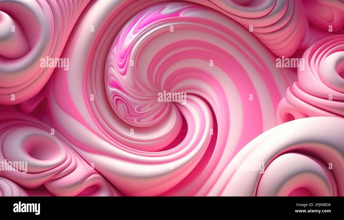 Uno sfondo astratto di vortici rosa e bianche su uno sfondo rosa Foto Stock