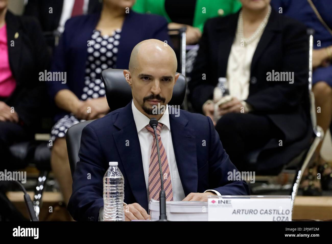 Non esclusiva: 3 aprile 2023, Città del Messico, Messico: Il consigliere elettorale, Arturo Castillo alla sessione del National Electral Institute in Messico Foto Stock