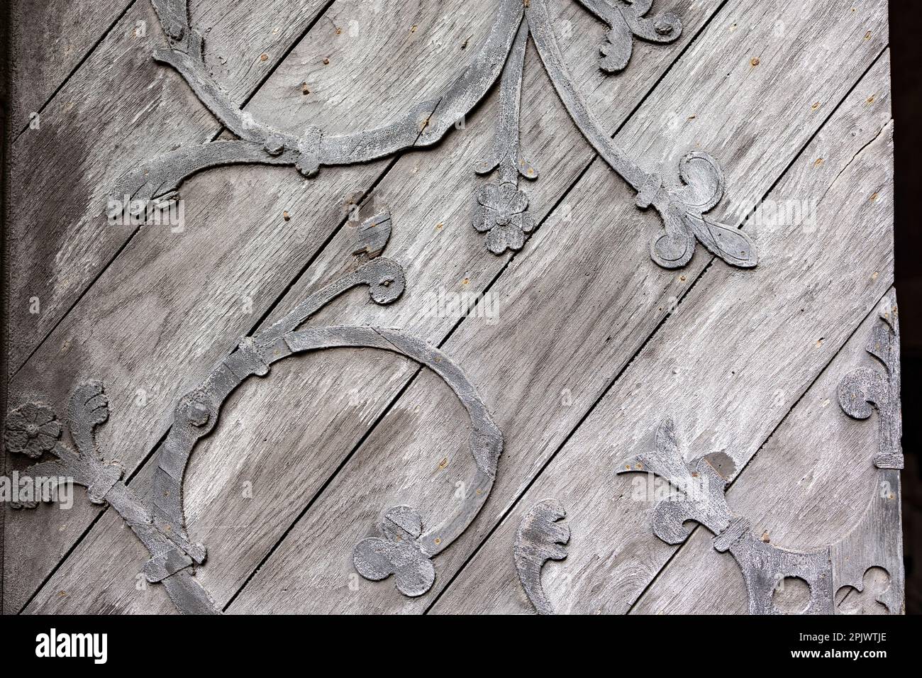 Primo piano del dettaglio della porta della chiesa vecchia. Sfondo Foto Stock