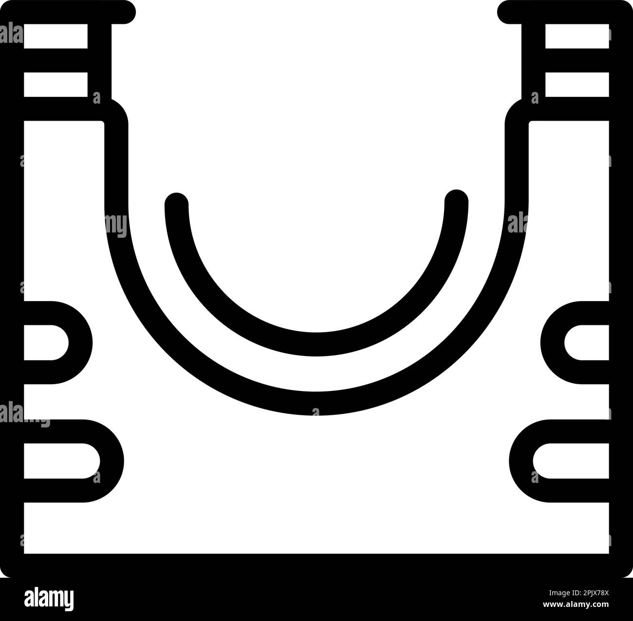 Icona skating parco vettoriale contorno. Rampa di pattinaggio. Scena cittadina Illustrazione Vettoriale