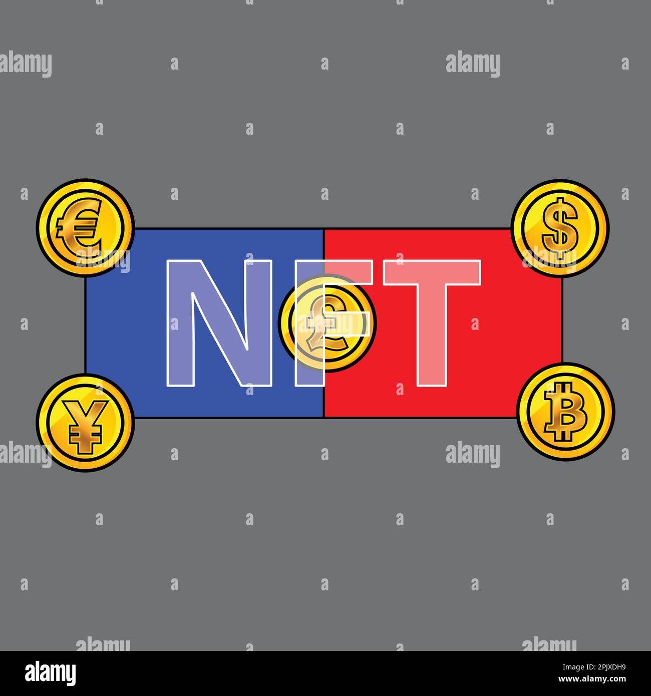NFT gettoni non fungibili Money Magnet concetto. Illustrazione vettoriale Illustrazione Vettoriale