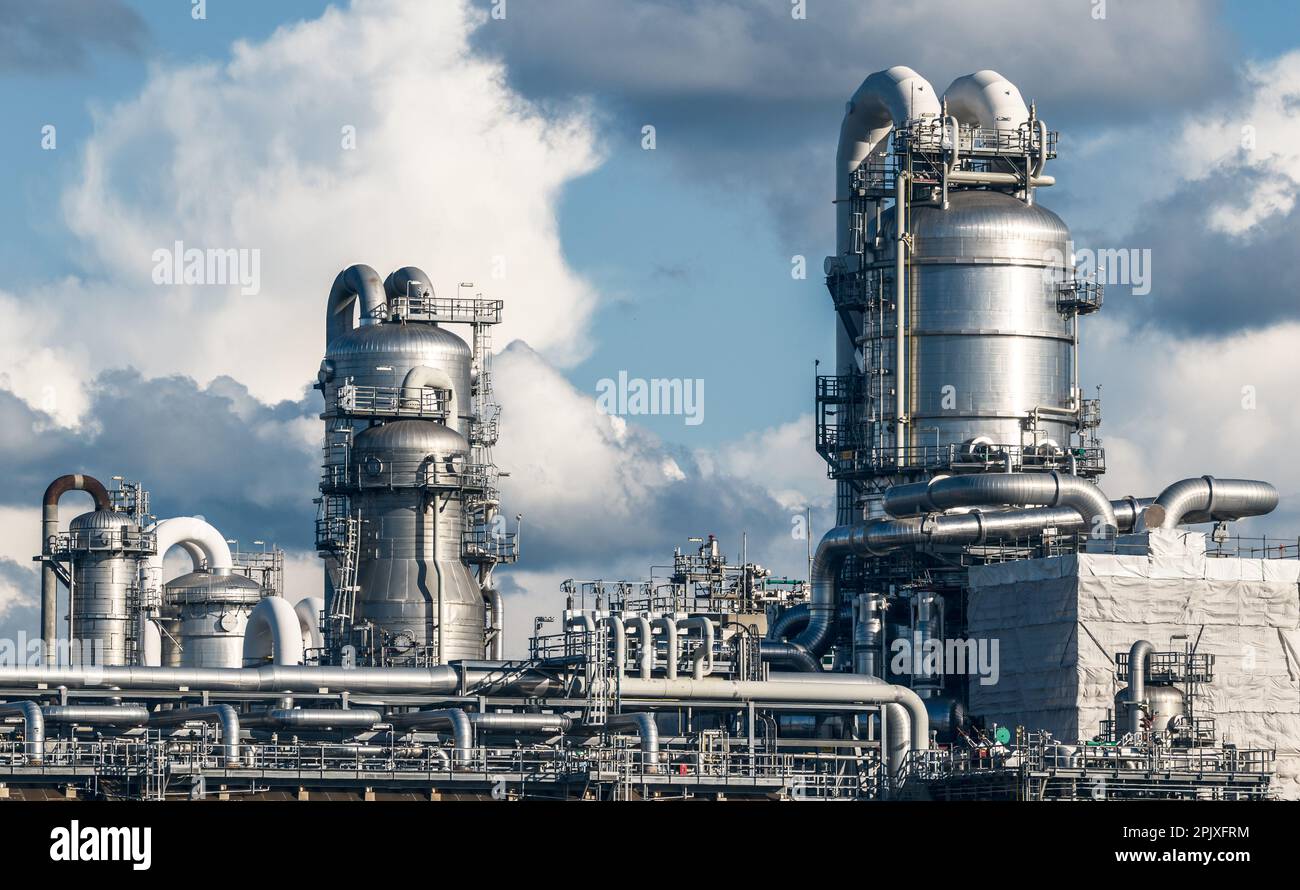 Raffineria di petrolio di potenza impianto di stazione Foto Stock