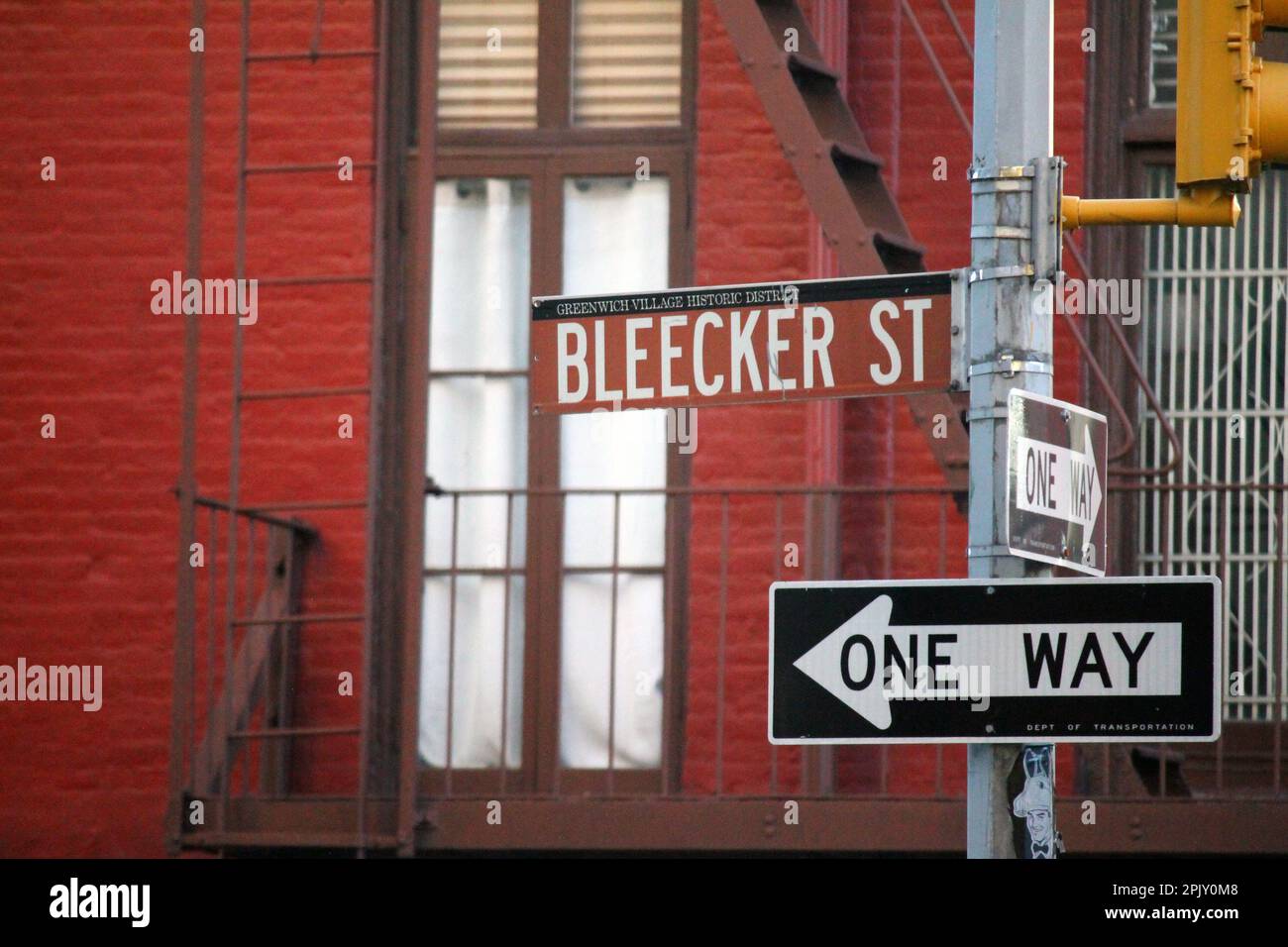 Bleecker Street storico segno a Midtown Manhattan a New York City Foto Stock