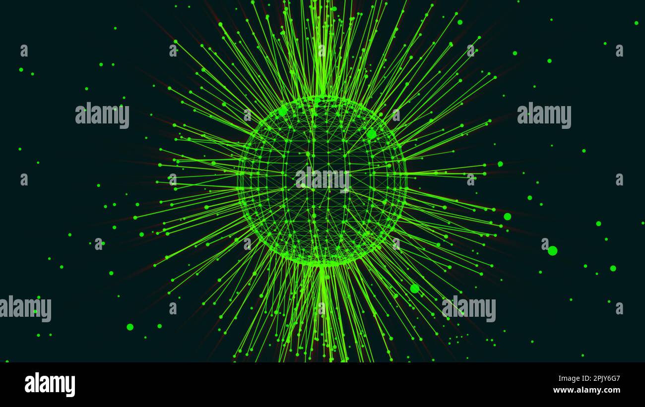 Punti e linee futuristici connessi sfera plesso. Astratto rosso plexus tecnologia scienza sulla sfera rotante concetto sfera. Tecnologia digitale plesso Foto Stock