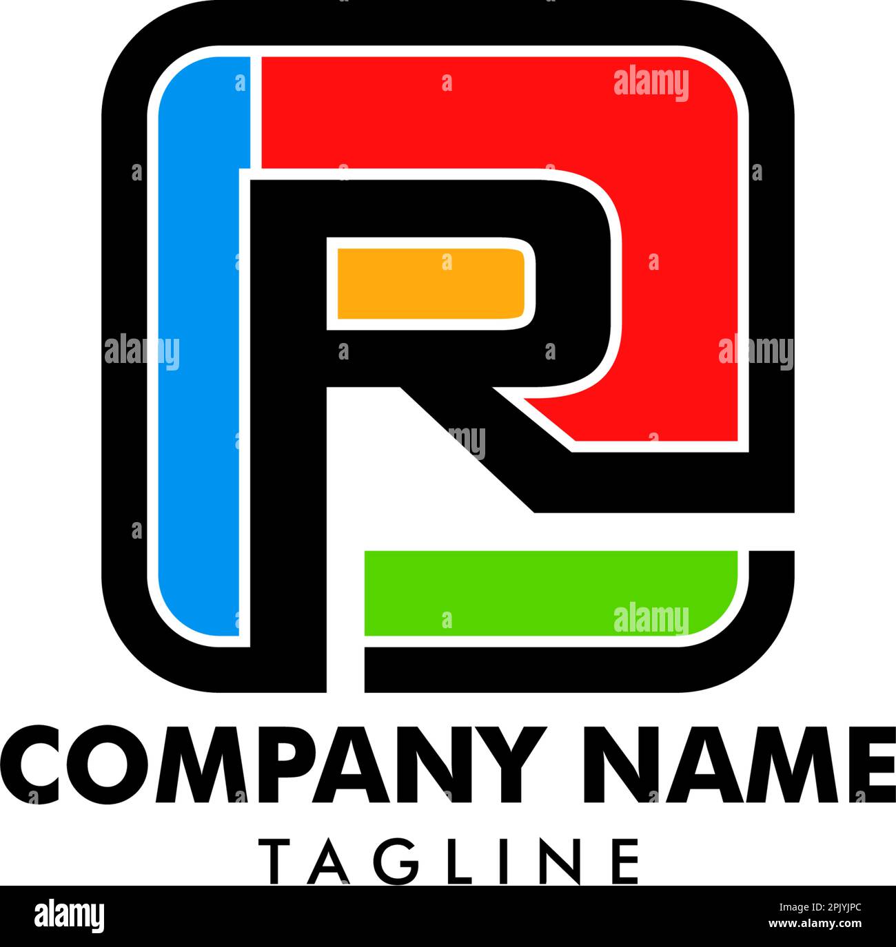 Concetto di lettera con logo R quadrato arrotondato Illustrazione Vettoriale