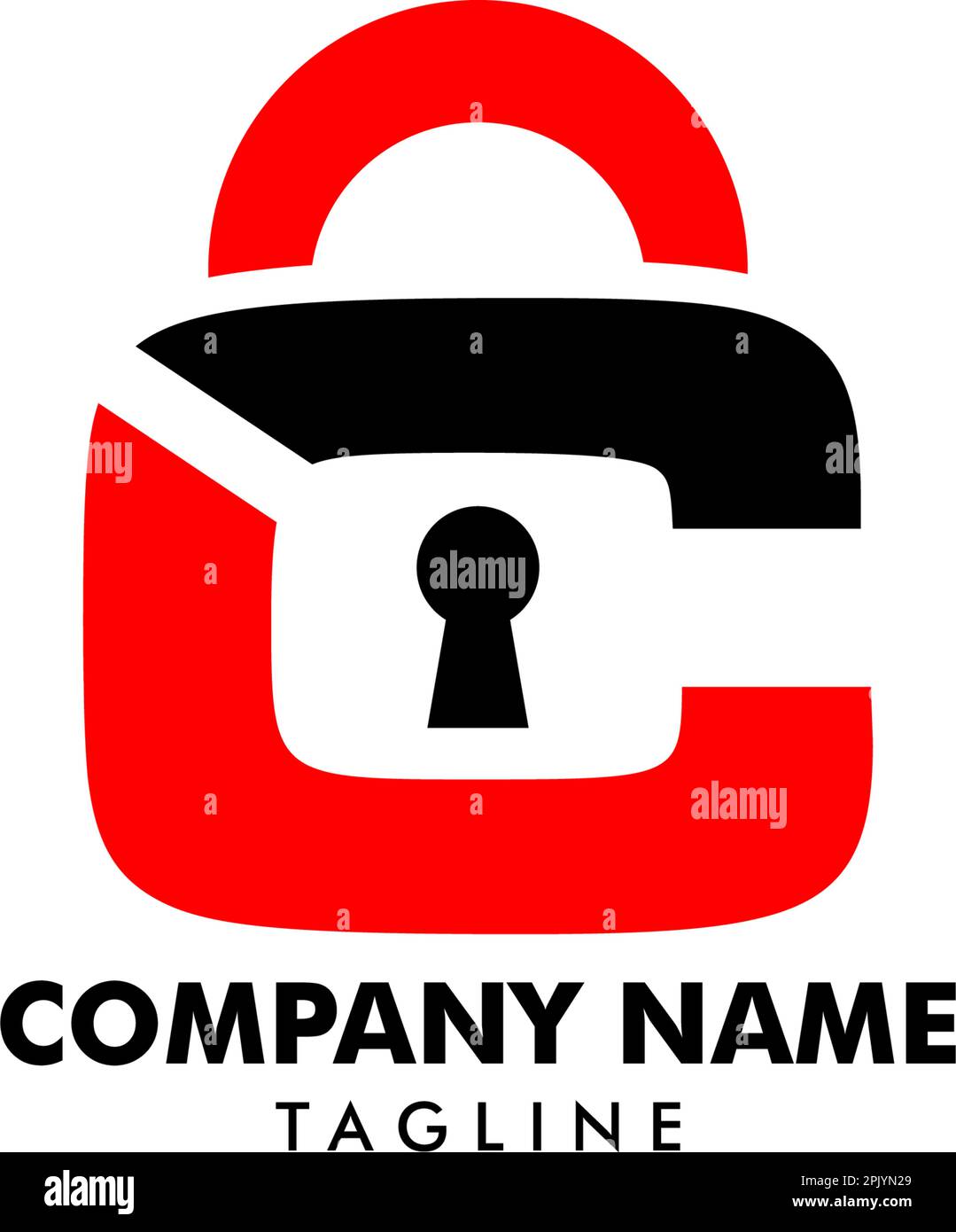 Modello con logo LC lettera con lucchetto Illustrazione Vettoriale