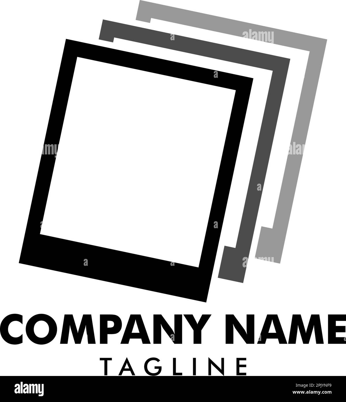 Modello vettoriale dell'icona del logo della cornice fotografica Illustrazione Vettoriale