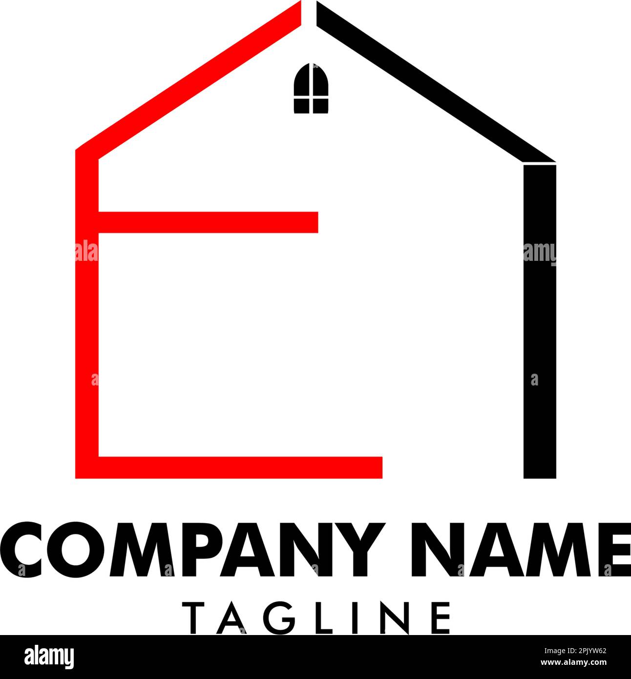 Lettera iniziale e Casa Real Estate Logo Design Illustrazione Vettoriale