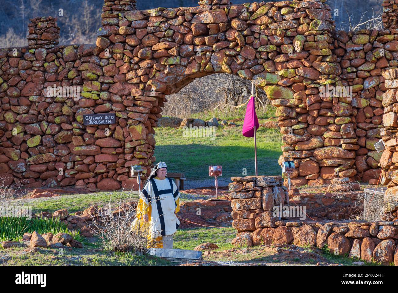 Oklahoma, Apr 1 2023 - persone che si preparano per il Pageant di pasqua al Wichita Mountains National Wildlife Refuge Foto Stock