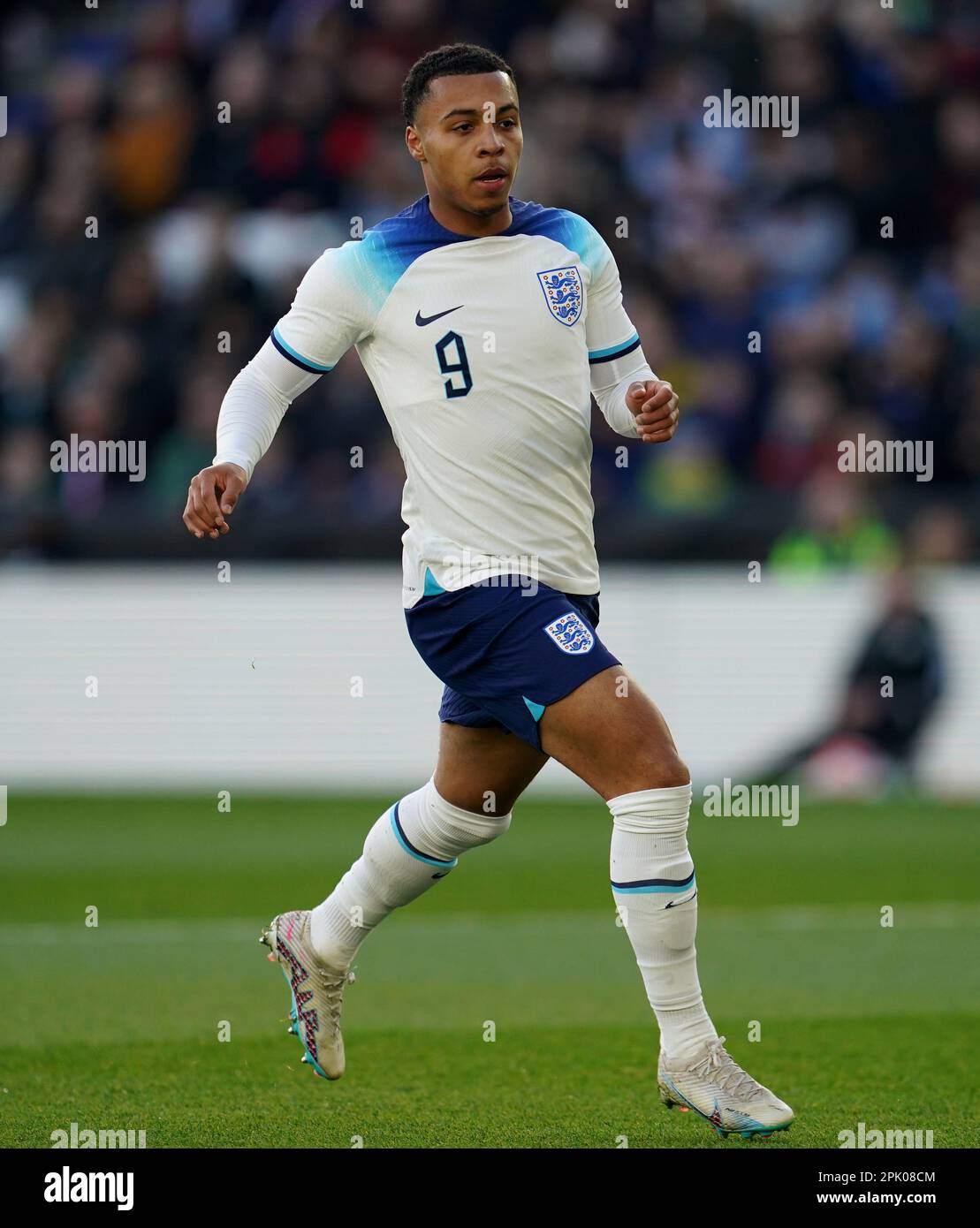 Cameron Archer in Inghilterra durante la partita internazionale amichevole sotto i 21 anni al King Power Stadium, Leicester. Data immagine: Sabato 25 marzo 2023. Foto Stock