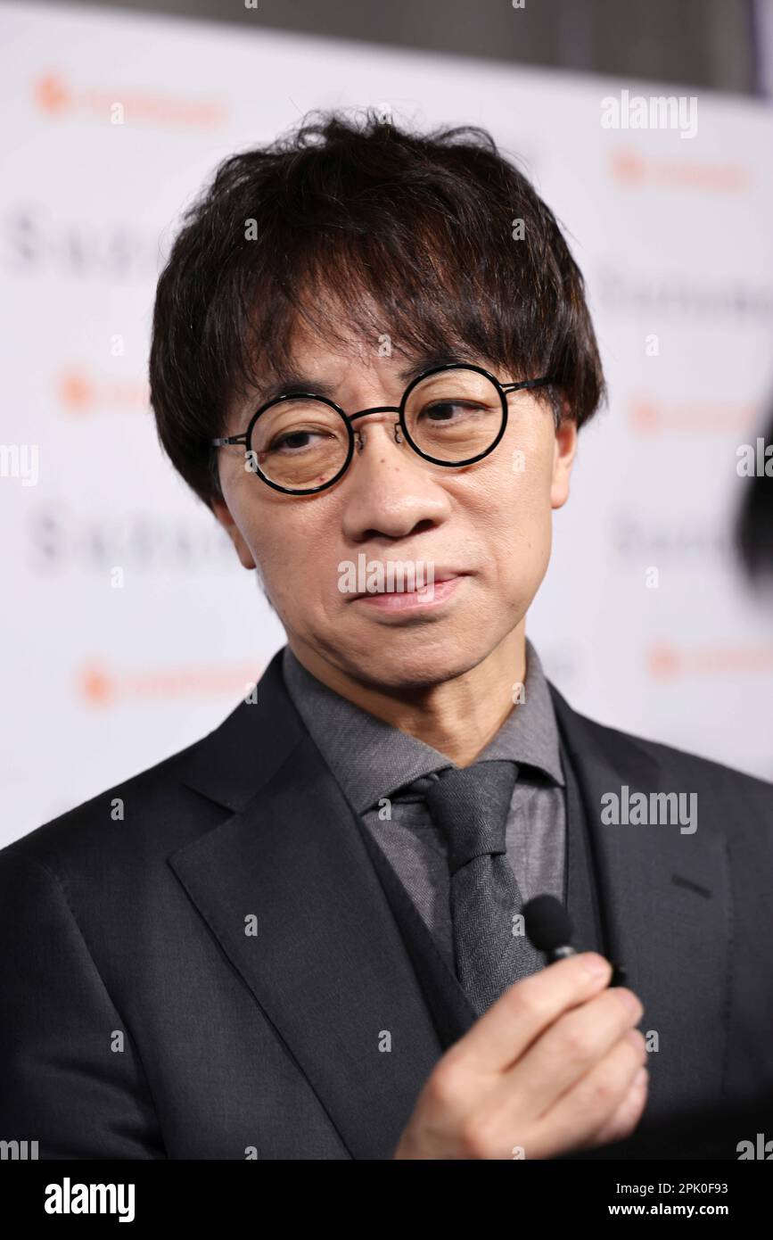 Makoto Shinkai 04/03/2023 The World Premiere of the English dopped Version of Suzume - Suzume no Tojimari tenutosi al David Geffen Theater Academy Museum of Motion Pictures di Los Angeles, CA Photo by Izumi Hasegawa/HollywoodNewsWire.net Credit: Hollywood News Wire Inc./Alamy Live News Foto Stock