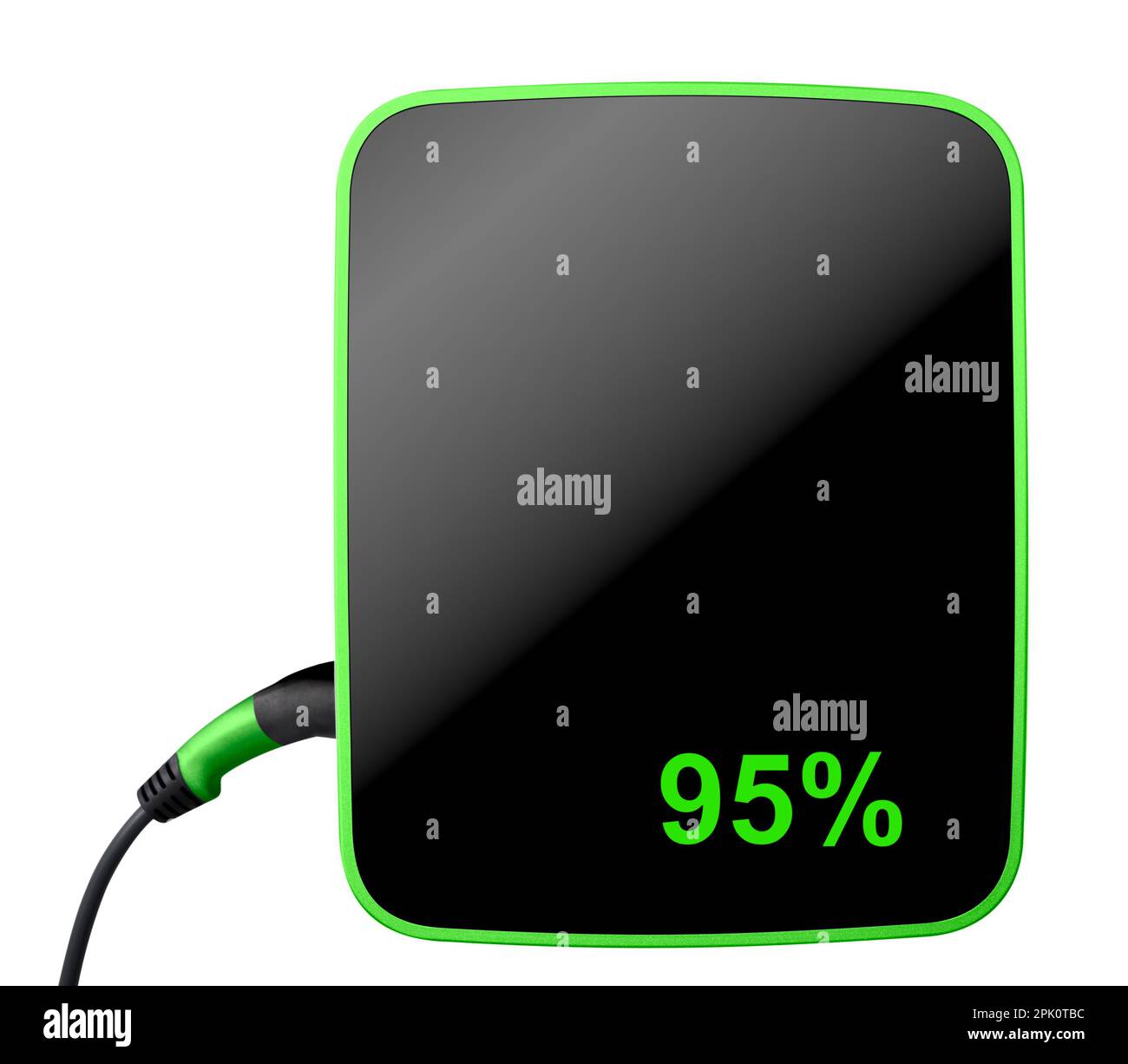 Unità di ricarica per veicoli elettrici stazione base wallbox per la ricarica della batteria per auto e-car con connettore isolato su bianco Foto Stock