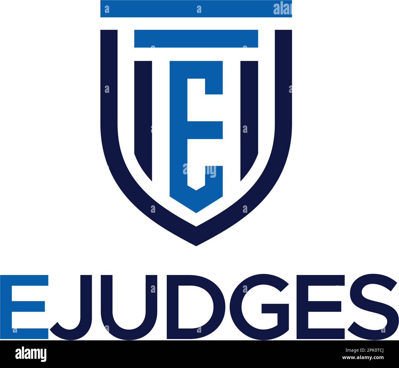 Design iniziale del logo EJUDGES con il marchio della lettera moderno Illustrazione Vettoriale