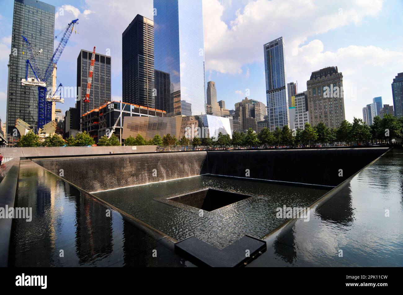 9/11 fontane del World Trade Centre Memorial a Lower Manhattan, New York City, USA. Foto Stock