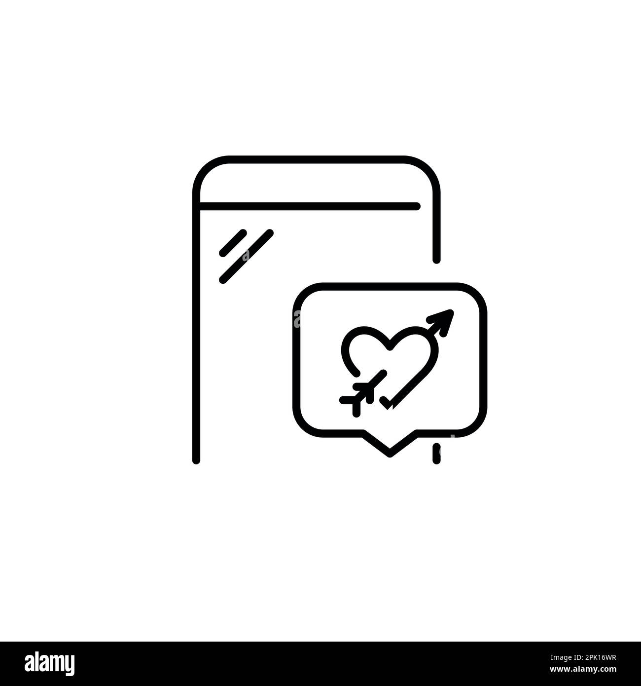 Notifica delle corrispondenze dall'app dating sullo smartphone. Rapporto romantico in linea. Icona della linea di tratto modificabile pixel Perfect Illustrazione Vettoriale Notifica delle corrispondenze dall'app dating sullo smartphone. Rapporto romantico in linea. Icona della linea di tratto modificabile pixel Perfect Illustrazione Vettoriale