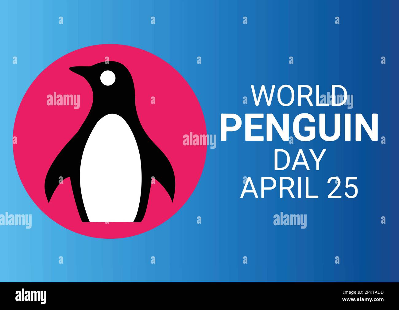 Giornata mondiale dei pinguini. Aprile 25. Concetto di vacanza. Modello per sfondo, banner, biglietto, poster con iscrizione di testo. Illustrazione vettoriale. Illustrazione Vettoriale