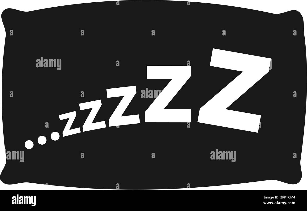 ZZZ sonno snore testo con letto cuscino vettore icona. Illustrazione Vettoriale