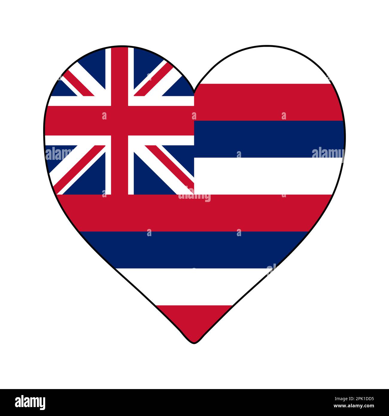 Hawaii Heart Shape Flag. Amate le Hawaii. Visita alle Hawaii. Nord America. America. Disegno grafico dell'illustrazione vettoriale. Illustrazione Vettoriale