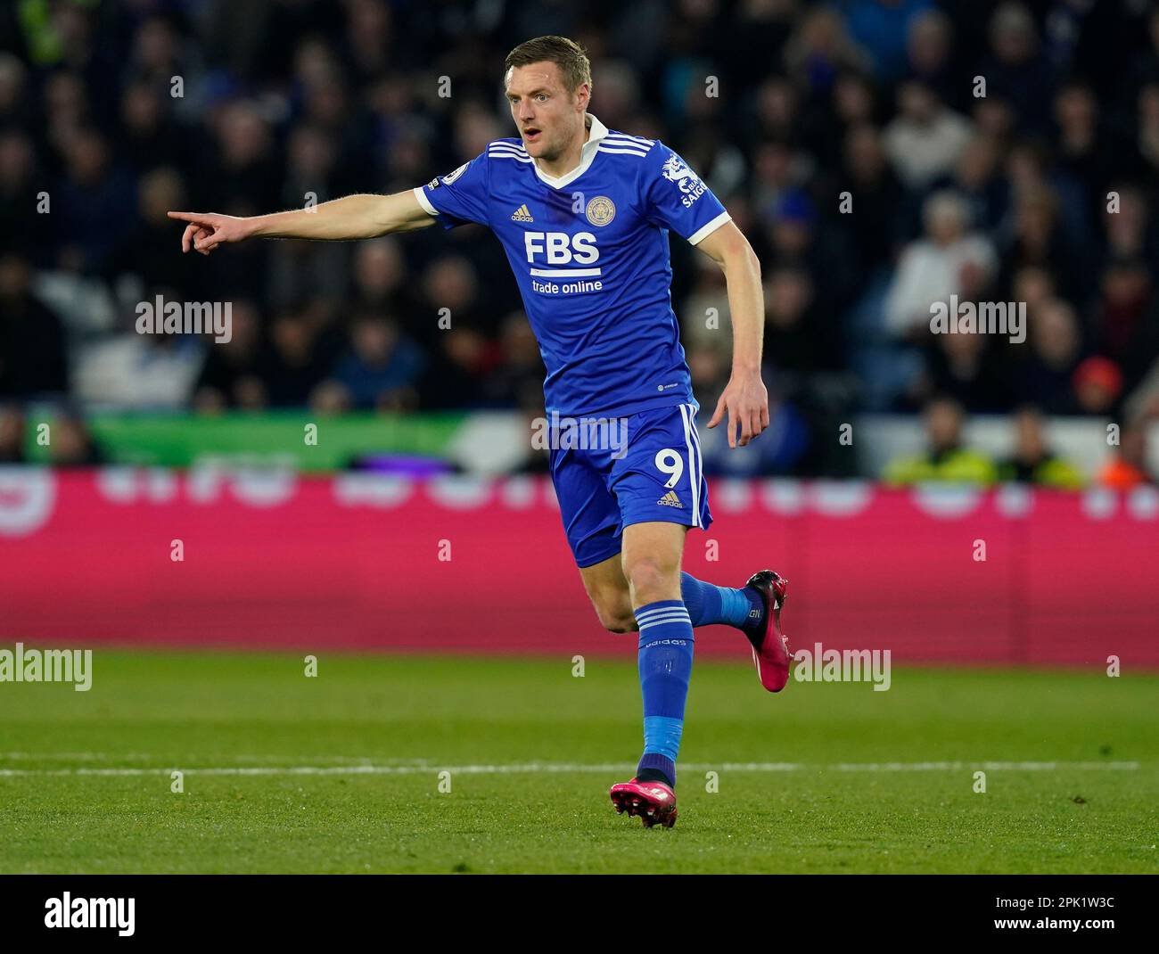 Leicester, Regno Unito. 4th Apr, 2023. Jamie Vardy di Leicester City durante la partita della Premier League al King Power Stadium di Leicester. Il credito per le immagini dovrebbe essere: Andrew Yates/Sportimage Credit: Sportimage/Alamy Live News Foto Stock