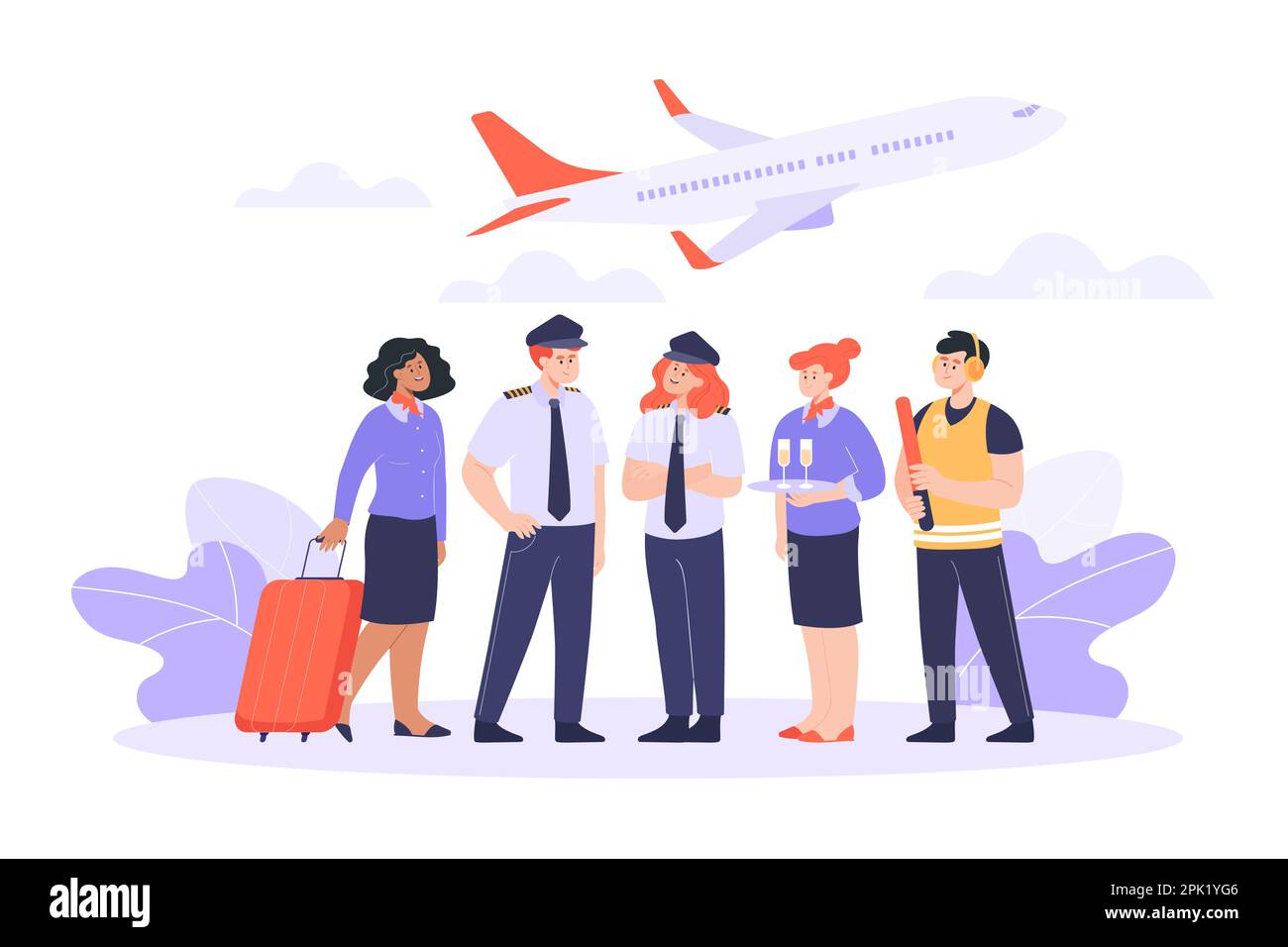 Illustrazione del vettore piano dell'equipaggio o del personale di aeroplano Illustrazione Vettoriale