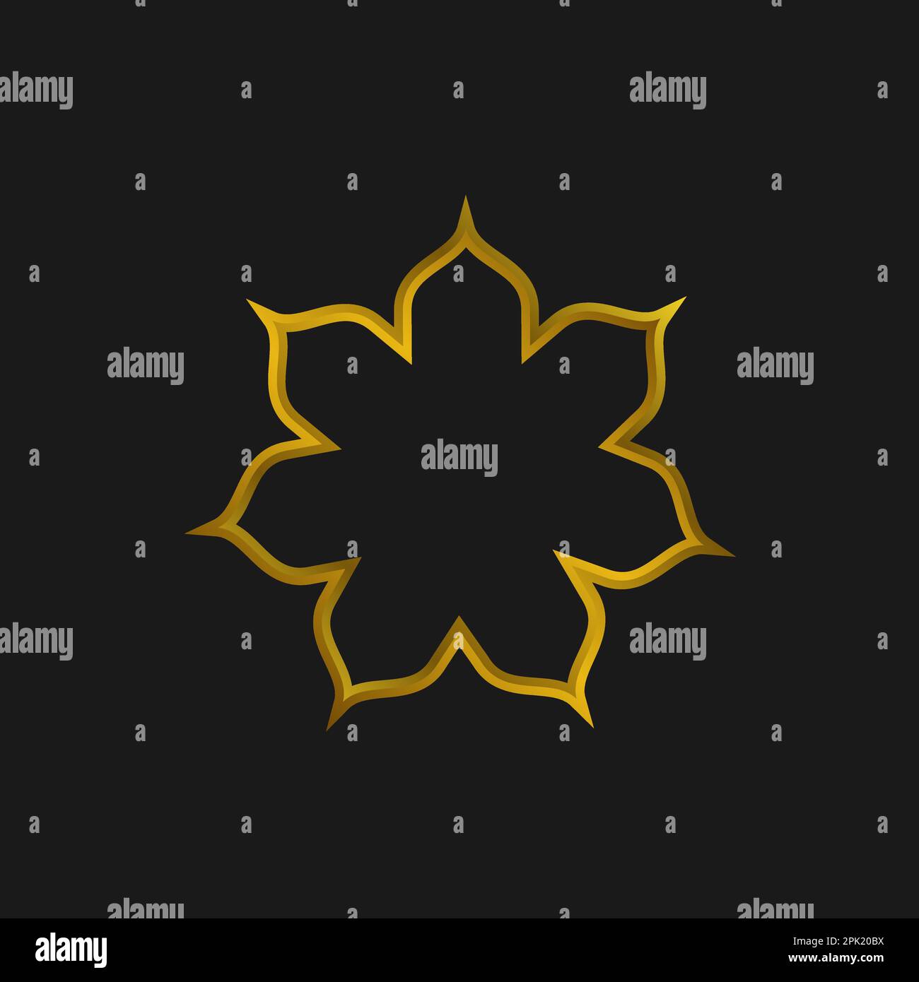 Modello vettoriale di disegno della forma della cornice dell'ornamento islamico. Emblema islamico della bagde. Architettura araba a elementi astratti. Illustrazione Vettoriale