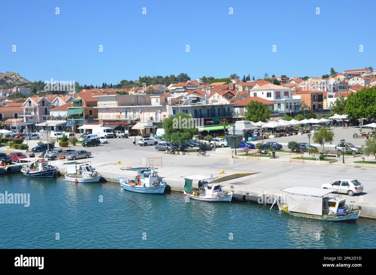 Grecia, Mar Ionio, Cefalonia isola Assos villaggio tradizionale e Argostoli città Foto Stock