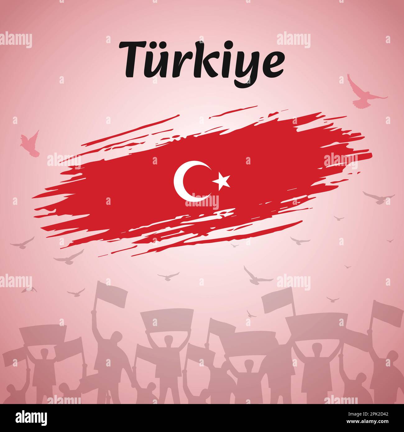 Türkiye Celebrazione della Giornata Nazionale. Perfetto per il giorno della Repubblica, il giorno della vittoria, il giorno dell'unità. Illustrazione vettoriale versatile per social media, banner. Illustrazione Vettoriale