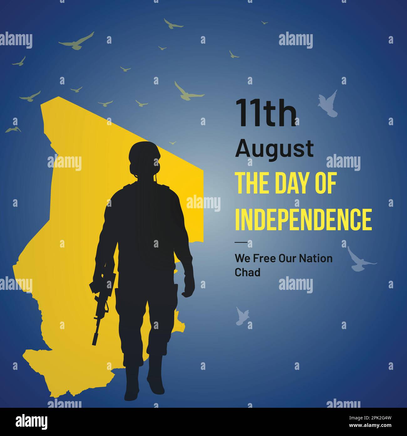 Post sui social media del giorno dell'indipendenza del Ciad, biglietto d'auguri, illustrazione vettoriale. 11 agosto Festa Nazionale del Ciad. Illustrazione Vettoriale