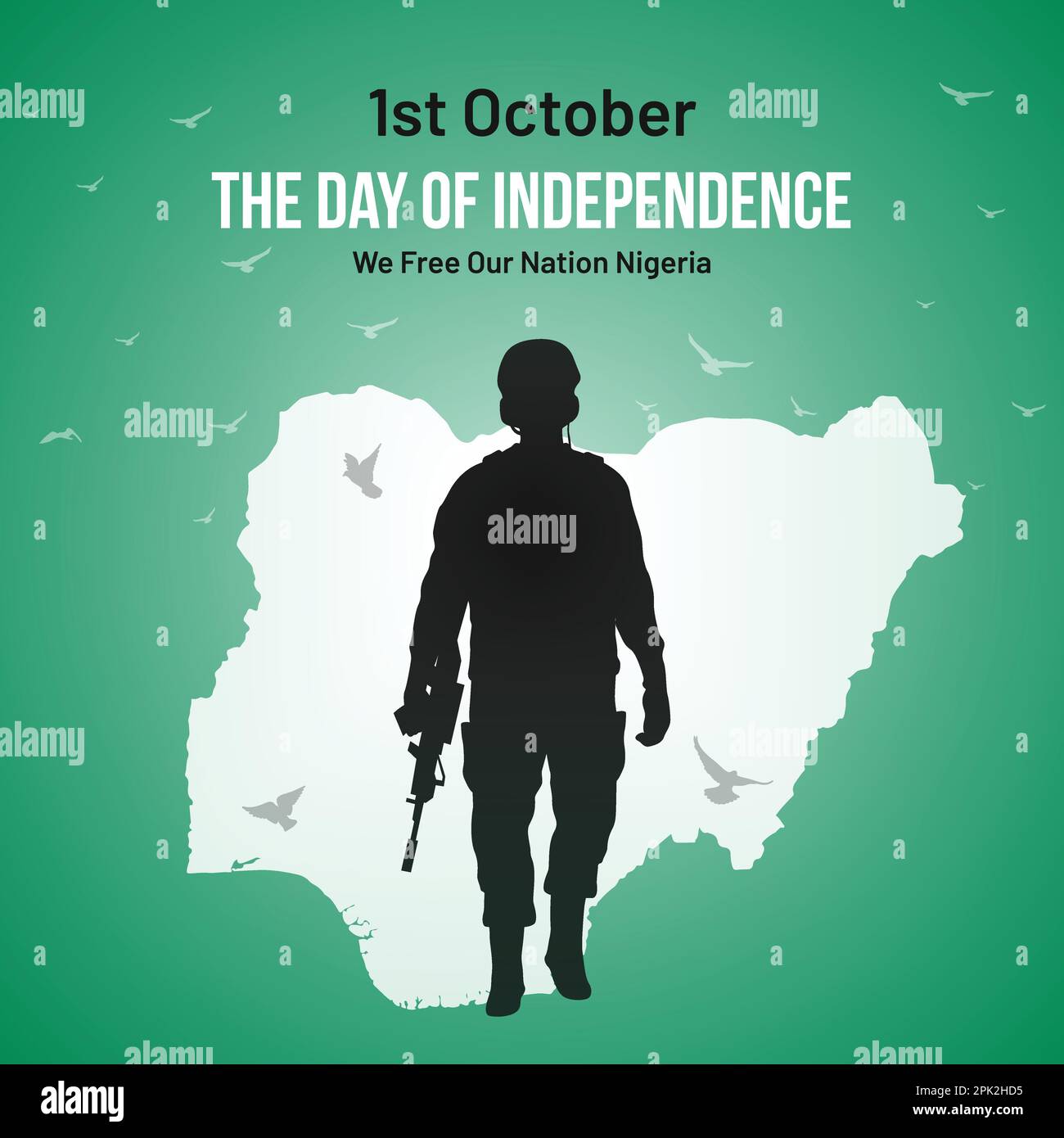 Post sui social media del giorno dell'indipendenza della Nigeria, biglietto d'auguri, disegno illustrativo vettoriale. 1° ottobre Festa Nazionale nigeriana. Illustrazione Vettoriale