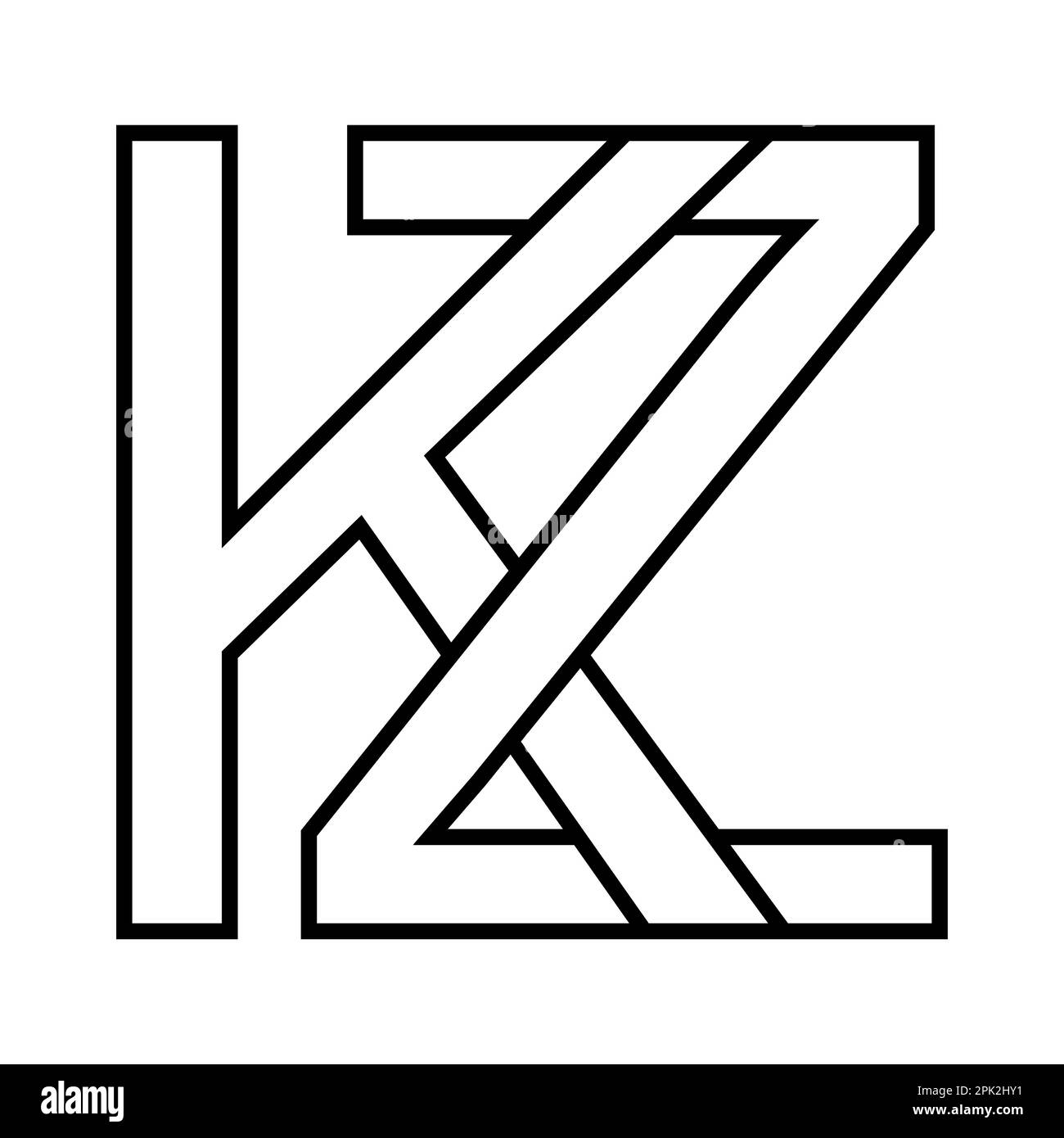 Logo Kazakhstan kz zk, icona lettere doppie logotipo z k Illustrazione Vettoriale
