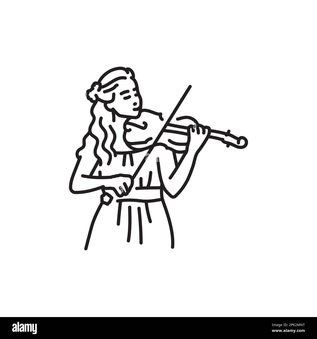 Icona della linea nera del musicista di nozze. Pittogramma per pagina web, app mobile, promo. Illustrazione Vettoriale