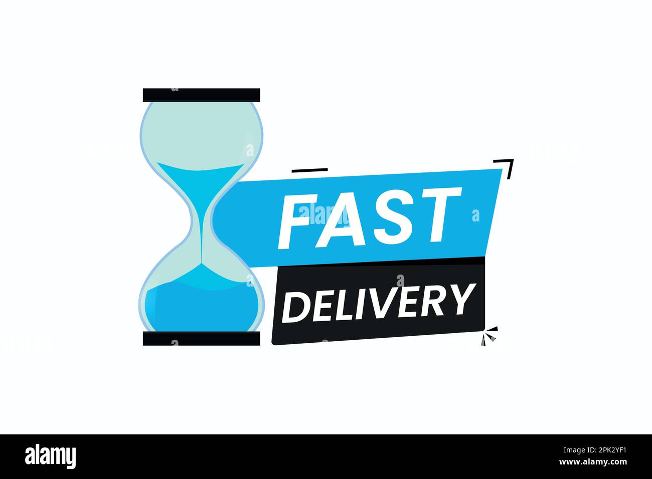 Consegna rapida con l'icona del vettore clessidra su sfondo bianco Illustrazione Vettoriale
