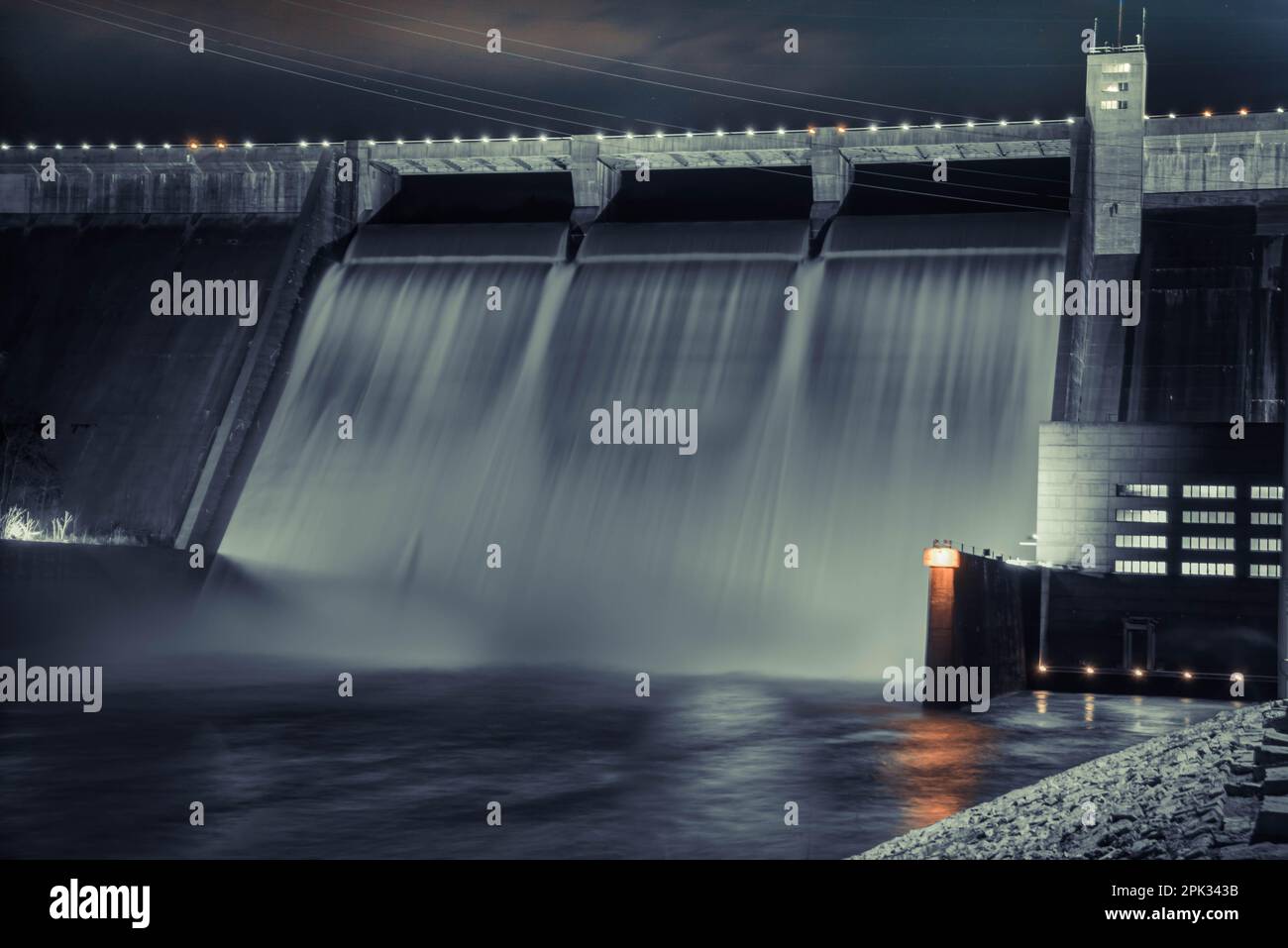 La storica Norris Dam - overflow Foto Stock