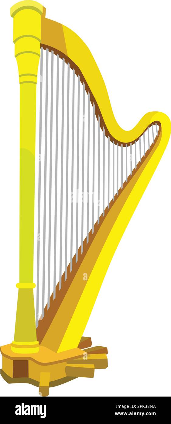 Strumento musicale giallo oro arpa Illustrazione Vettoriale