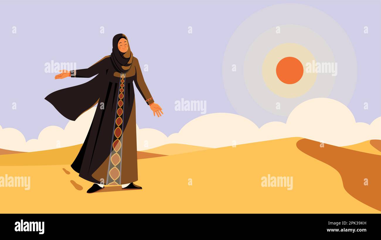 Donna araba nel deserto Illustrazione Vettoriale